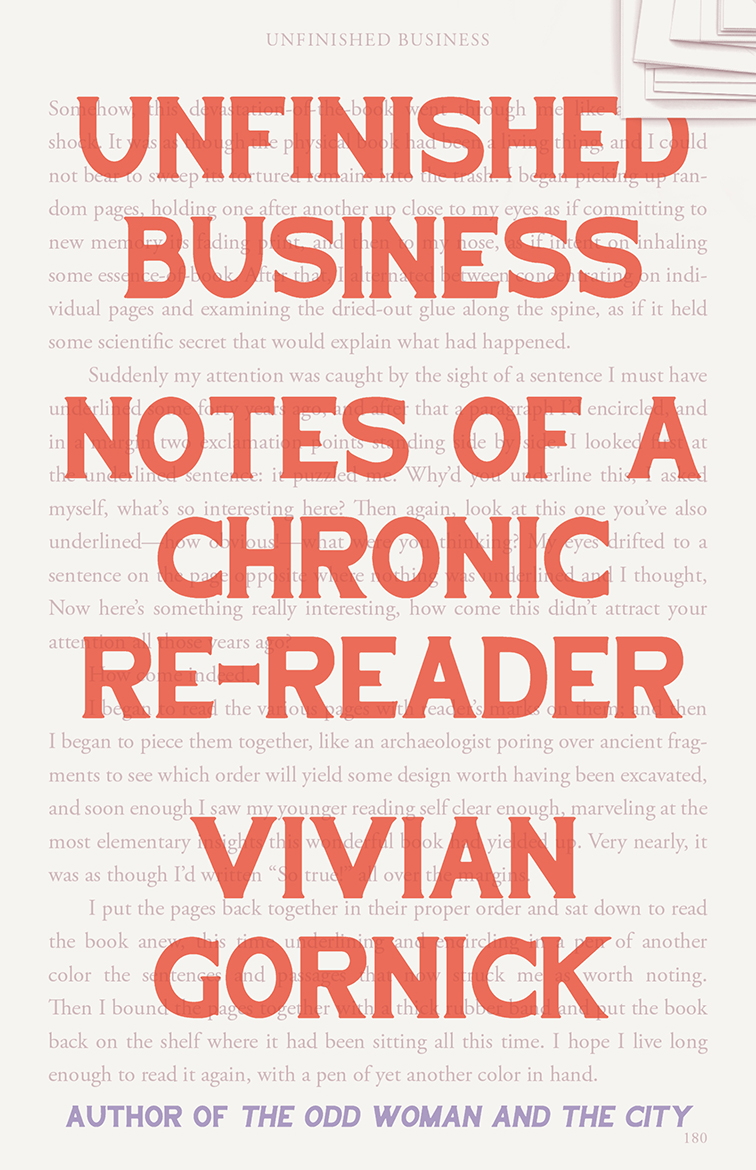 Unfinished Business by Vivian Gornick Black Inc.